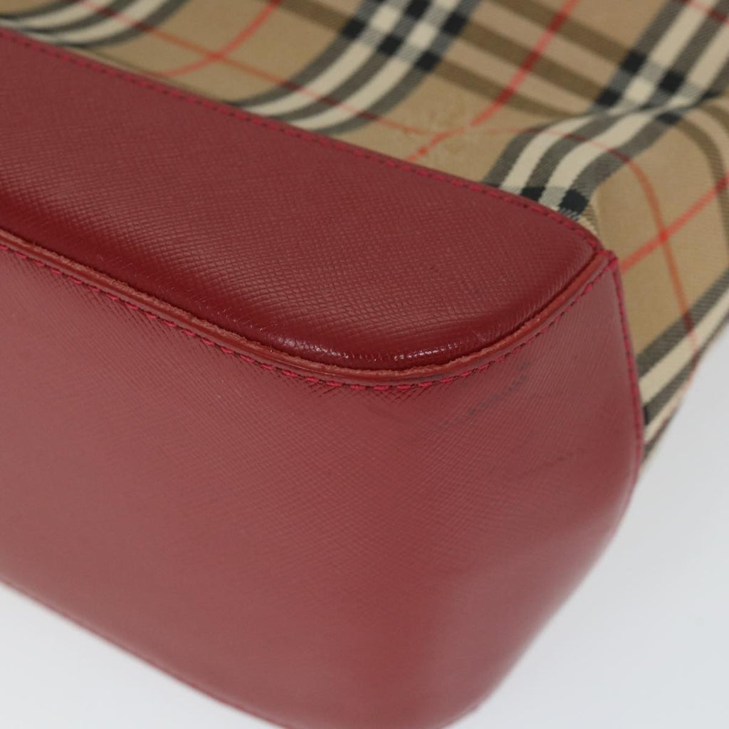 Burberry Nova Check Handbag Leather And Nylon Beige Nylon Handbag (Pre-Owned)