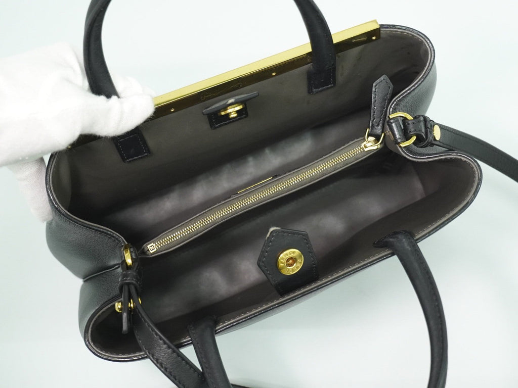 Fendi 2Jours Bag Leather Black Leather Handbag (Pre-Owned)