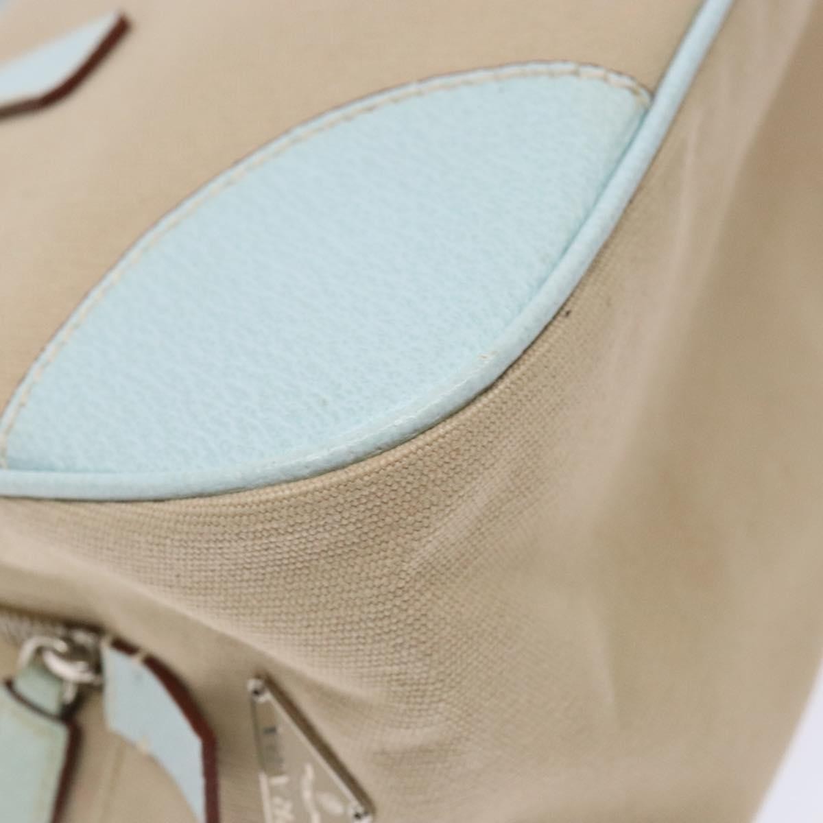 Prada Bauletto Bag Canvas With Leather Beige Canvas Bag (Pre-Owned)