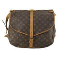 Louis Vuitton Saumur Handbag Monogram Canvas Brown Canvas Shoulder Bag Bag (Pre-Owned)