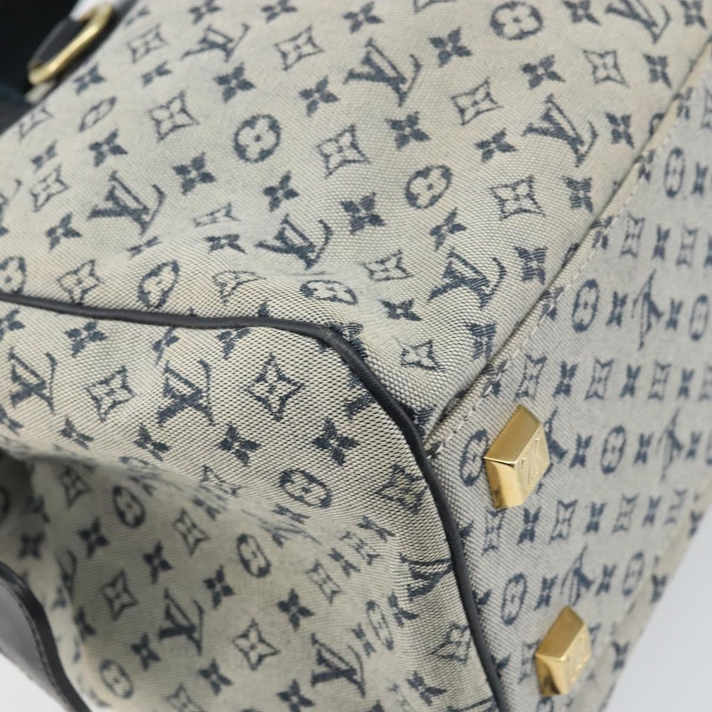 Louis Vuitton Josephine Handbag Mini Lin Blue Canvas Handbag (Pre-Owned)