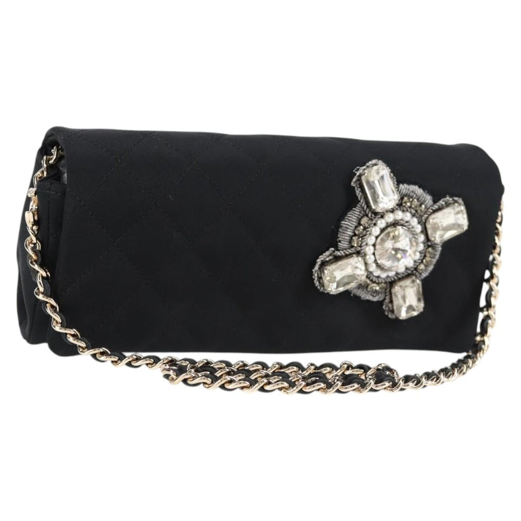 Chanel Chain Flap Shoulder Bag Quilted Nylon Black Nylon Shoulder Bag Bag (Pre-Owned)