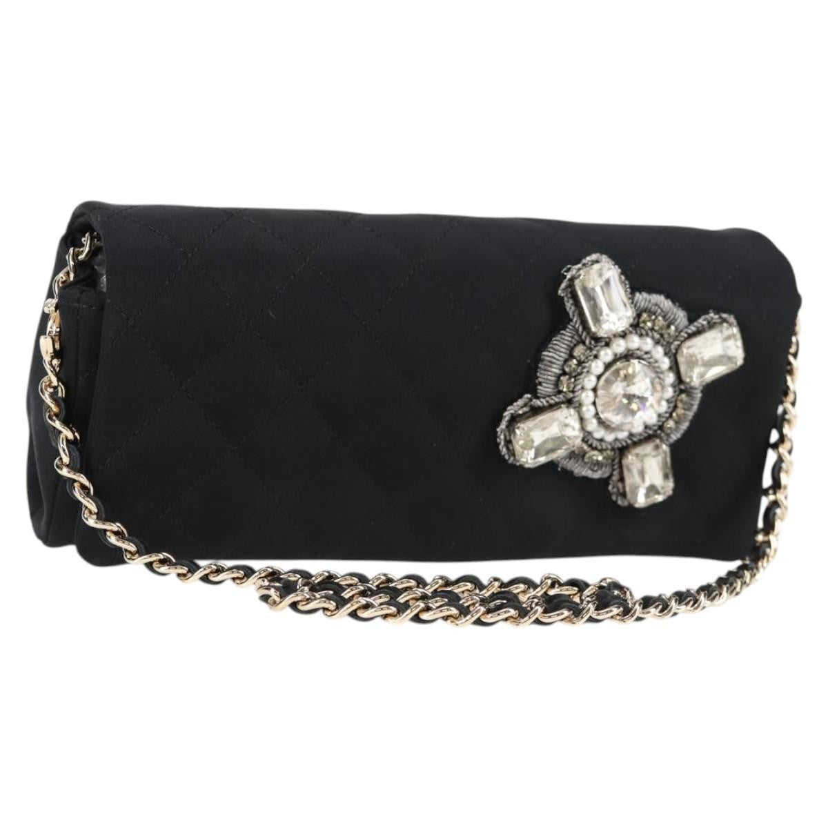Chanel Chain Flap Shoulder Bag Quilted Nylon Black Nylon Shoulder Bag Bag (Pre-Owned)