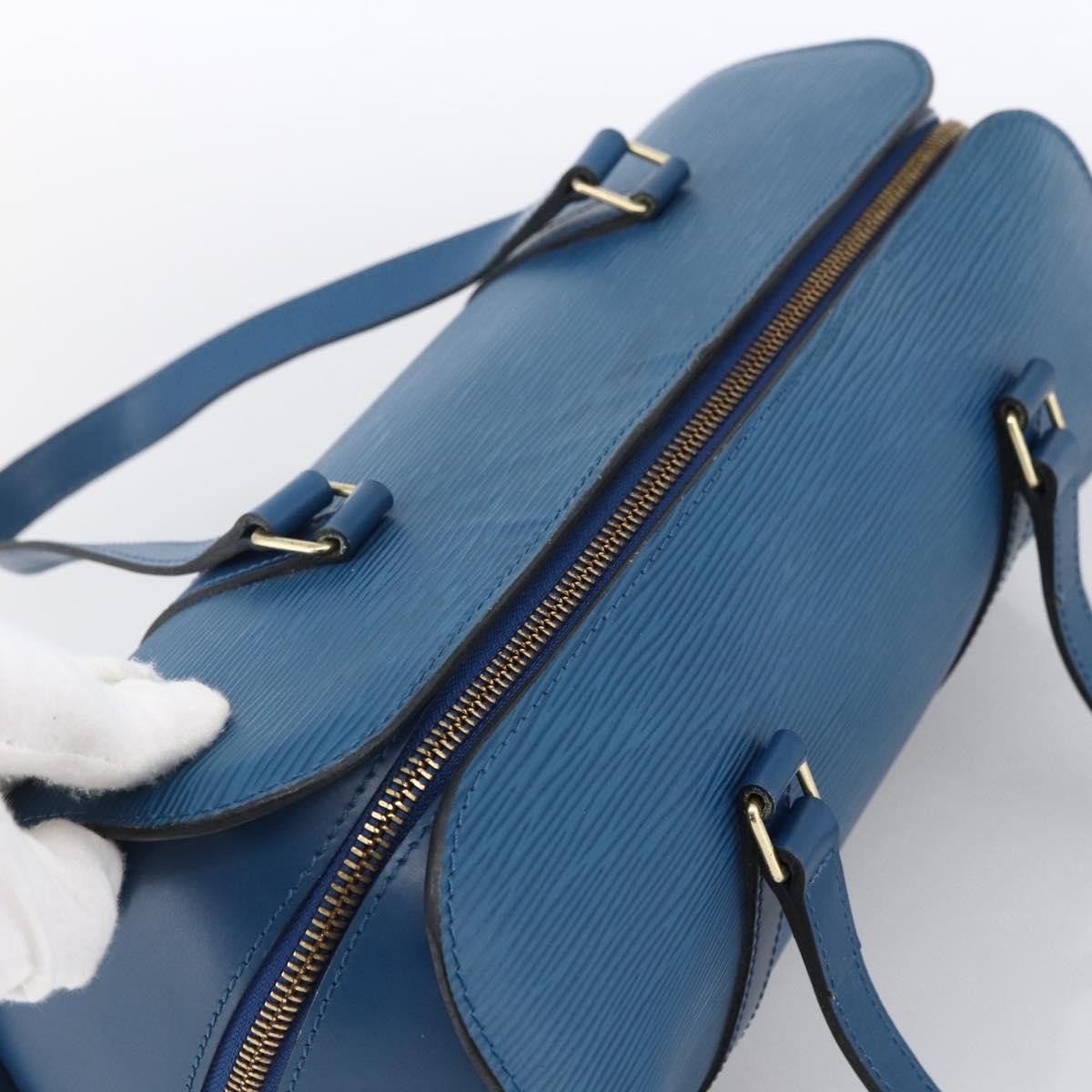 Louis Vuitton Soufflot Handbag Epi Leather Blue Leather Handbag (Pre-Owned)
