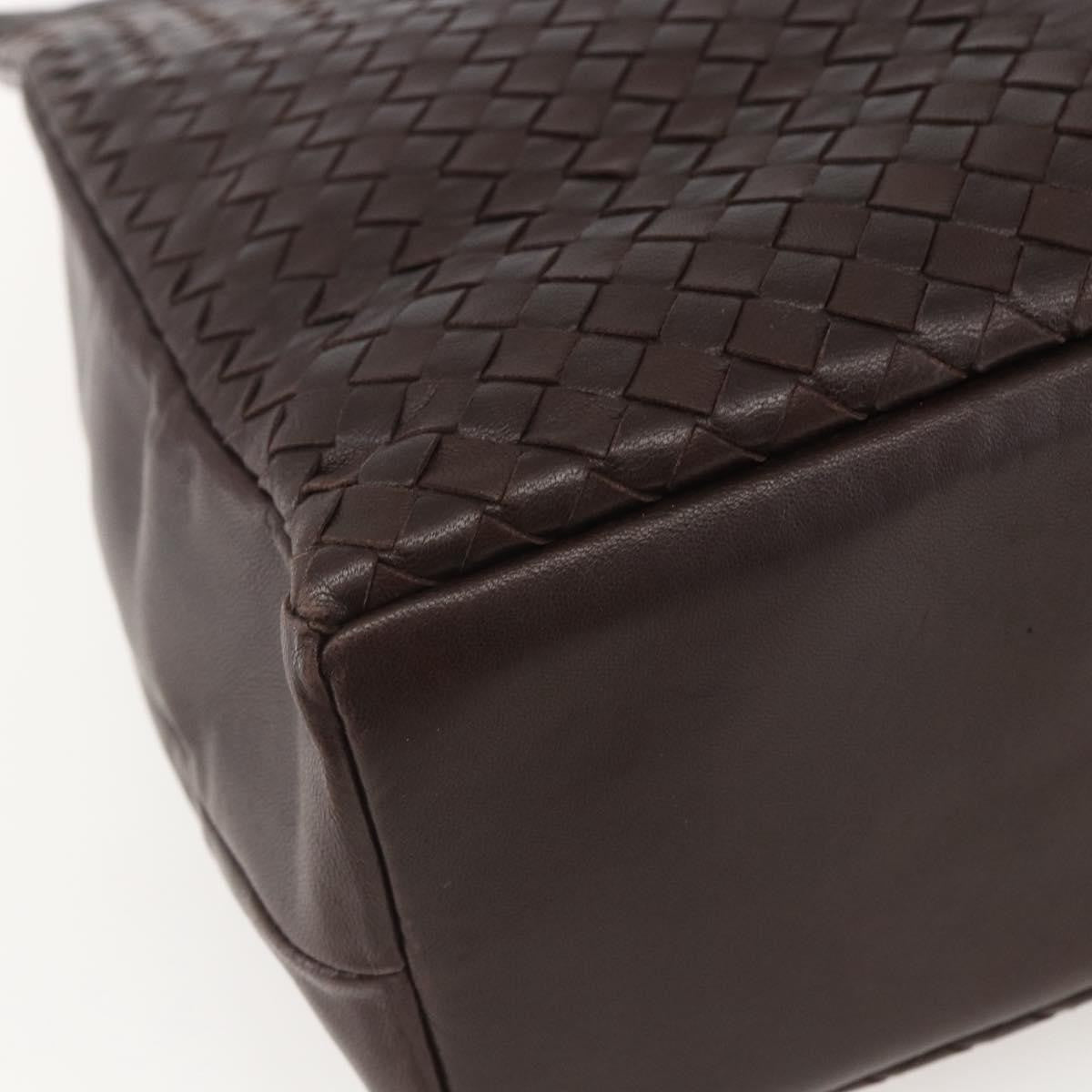 Bottega Veneta Intrecciato Handbag Leather Brown Leather Handbag (Pre-Owned)
