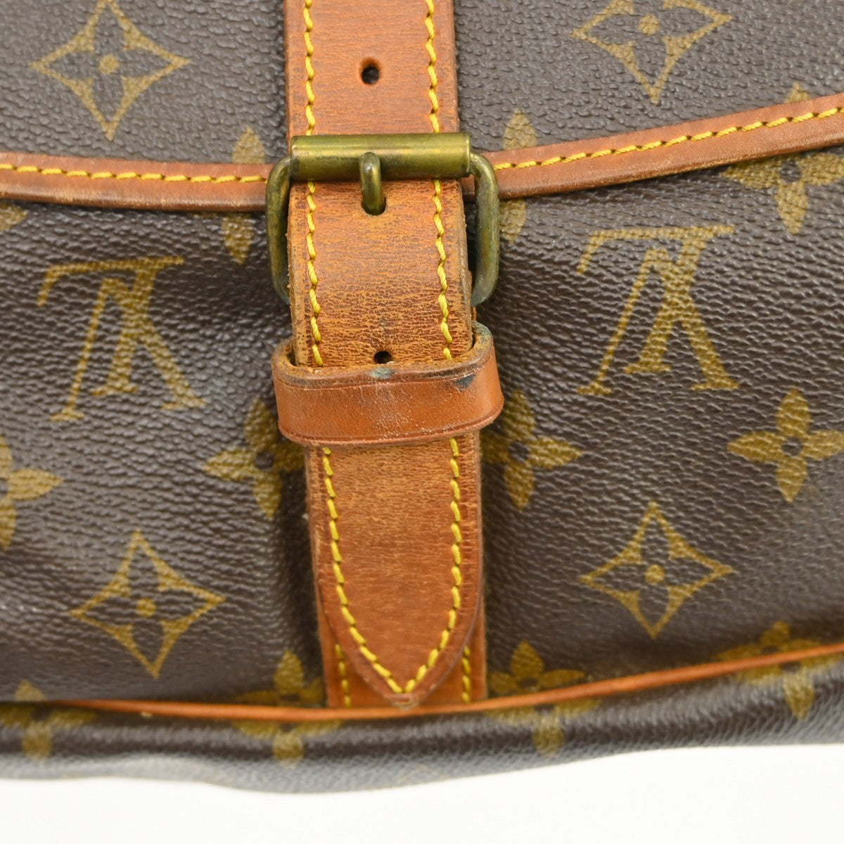 Louis Vuitton Saumur Handbag Monogram Canvas Brown Canvas Shoulder Bag Bag (Pre-Owned)
