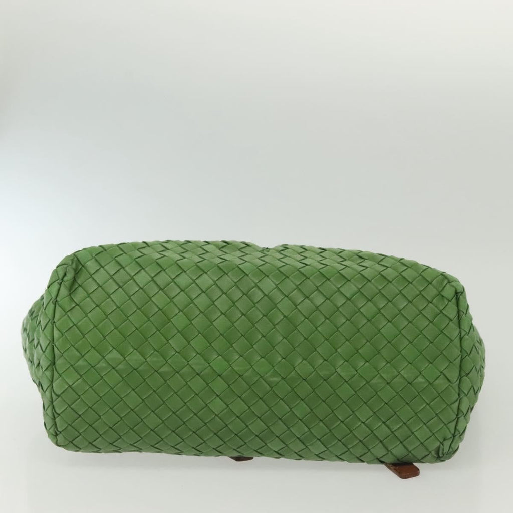 Bottega Veneta Intrecciato Leather Green Leather Handbag (Pre-Owned)