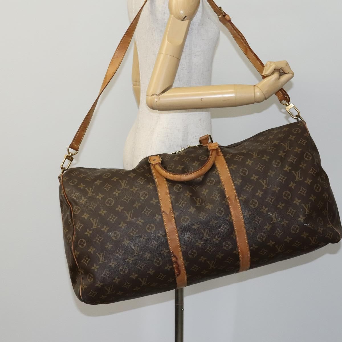 Louis Vuitton Keepall Bandouliere Bag Monogram Canvas Brown Canvas Travel Bag Bag (Pre-Owned)