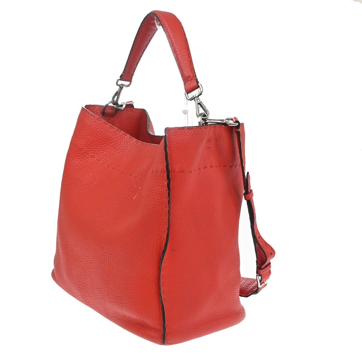 Fendi Selleria Anna Bucket Bag Leather Red Leather Tote Bag Bag (Pre-Owned)