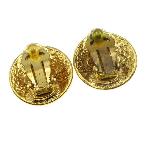 Chanel Cc Button Clip-On Earrings Metal Gold Gold_Plated Earrings Jewelry (Pre-Owned)