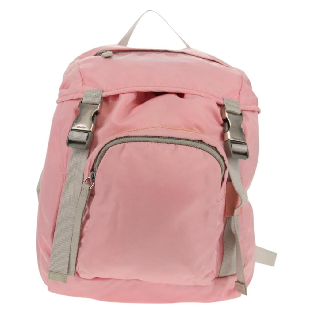 Prada Double Buckle Backpack Tessuto Pink Nylon Backpack Bag (Pre-Owned)
