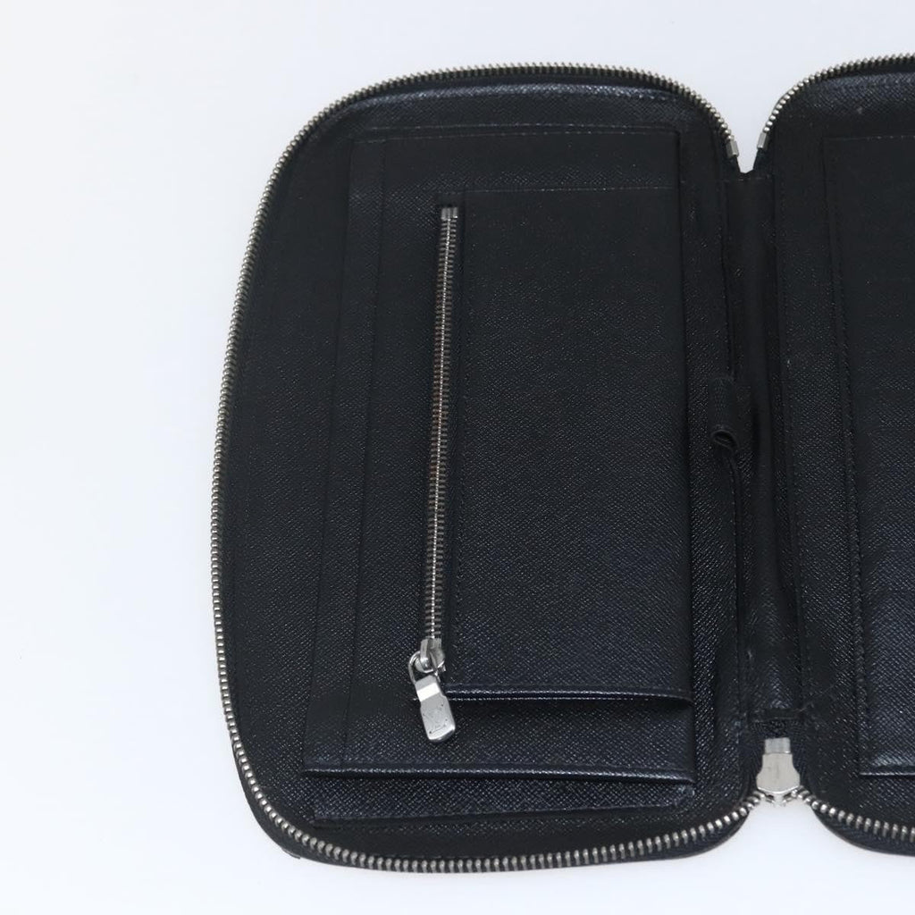 Louis Vuitton Atoll Organizer Wallet Taiga Leather Black Leather Clutche & Pouche Bag (Pre-Owned)