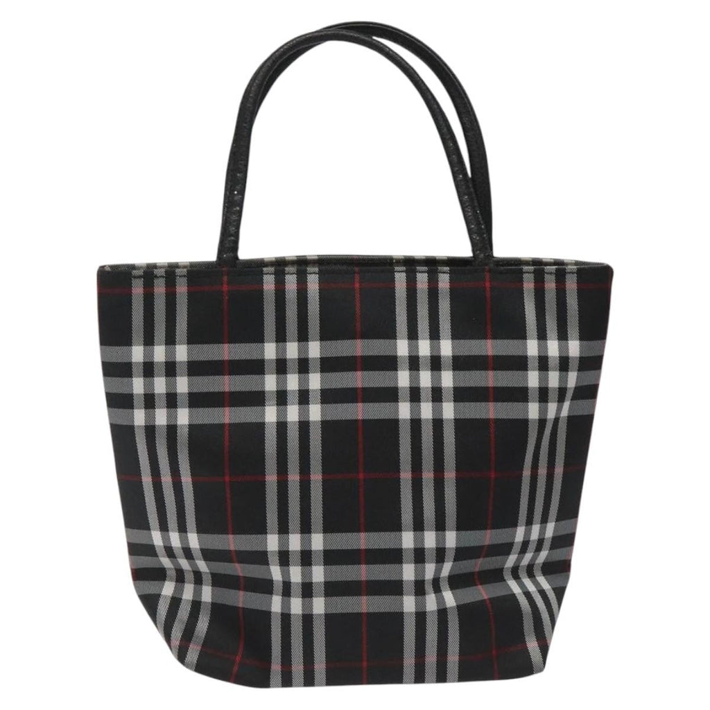 Burberry Nova Check Tote Nylon Black Nylon Handbag (Pre-Owned)