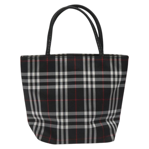 Burberry Nova Check Tote Nylon Black Nylon Handbag (Pre-Owned)