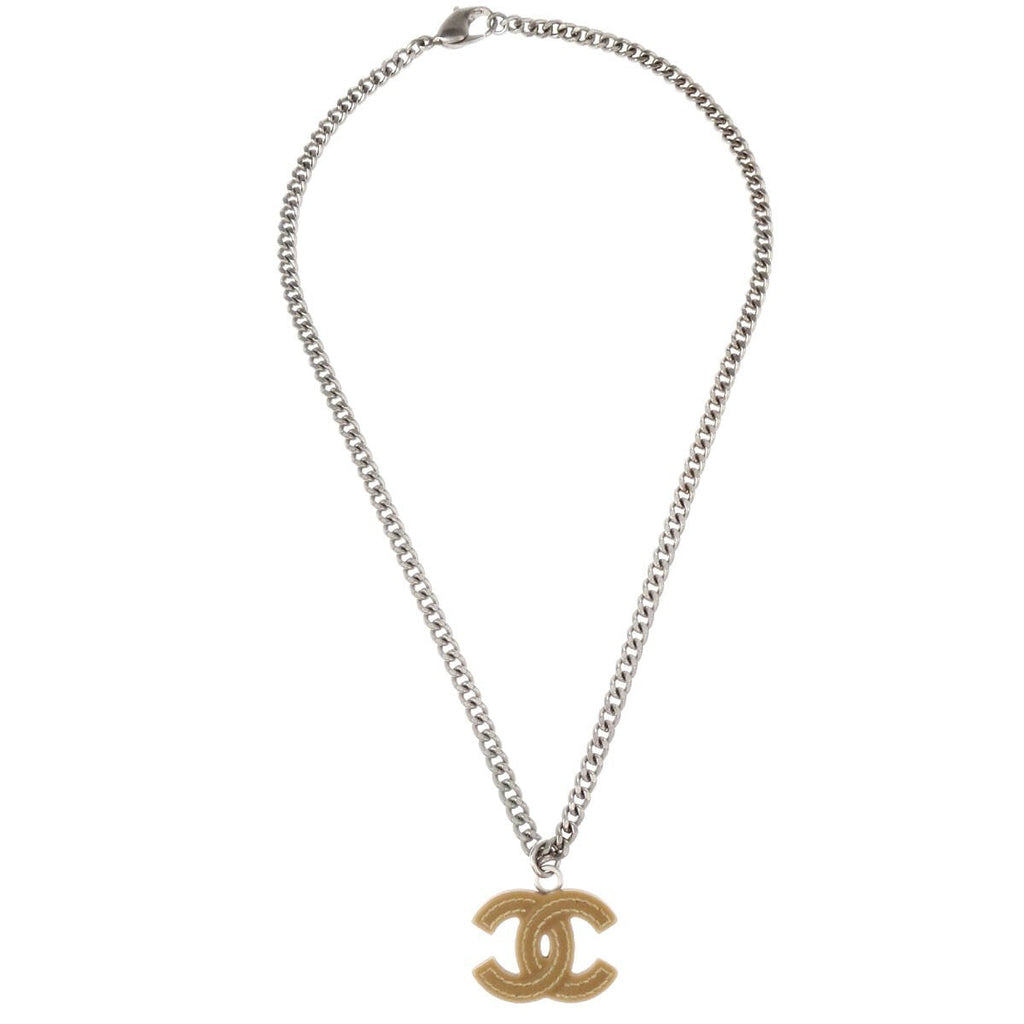 Chanel Vintage Cc Pendant Necklace Metal Silver Silver_Plated Necklace Jewelry (Pre-Owned)