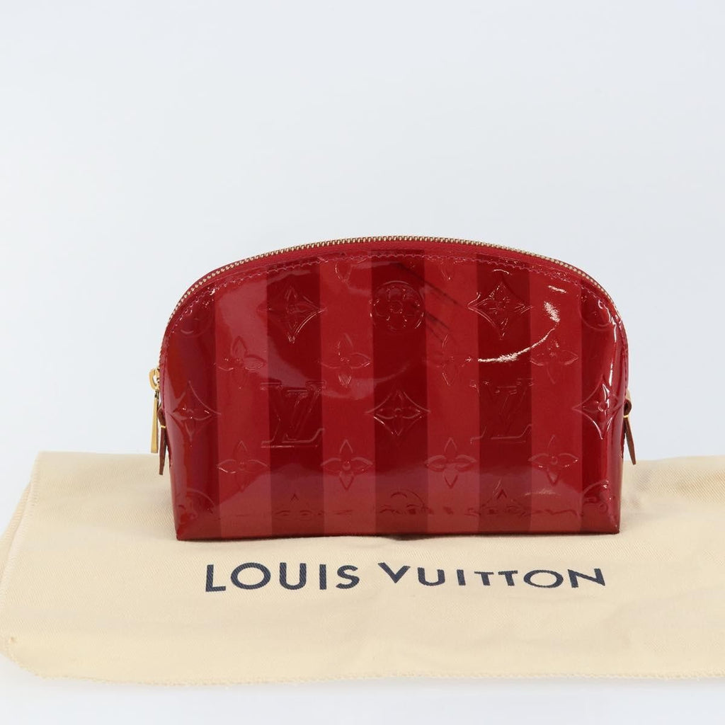 Louis Vuitton Cosmetic Pouch Limited Edition Monogram Vernis Rayures Red Patent_Leather Bag (Pre-Owned)