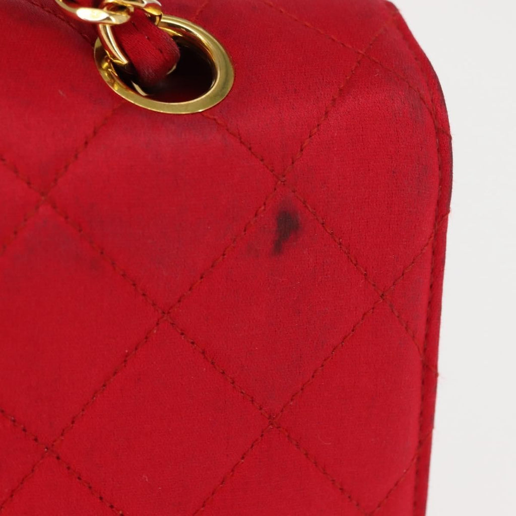 Chanel Timeless - Classic Double Flap Bag Quilted Satin Red Satin Shoulder Bag Bag (Pre-Owned)