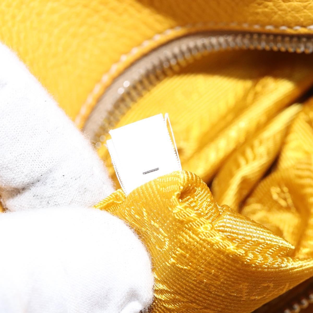 Prada Vintage Handbag Leather Yellow Leather Handbag (Pre-Owned)