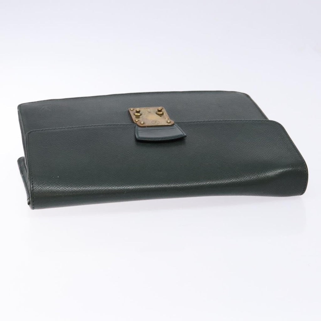 Louis Vuitton Kourad Pouch Taiga Green Leather Clutche & Pouche Bag (Pre-Owned)
