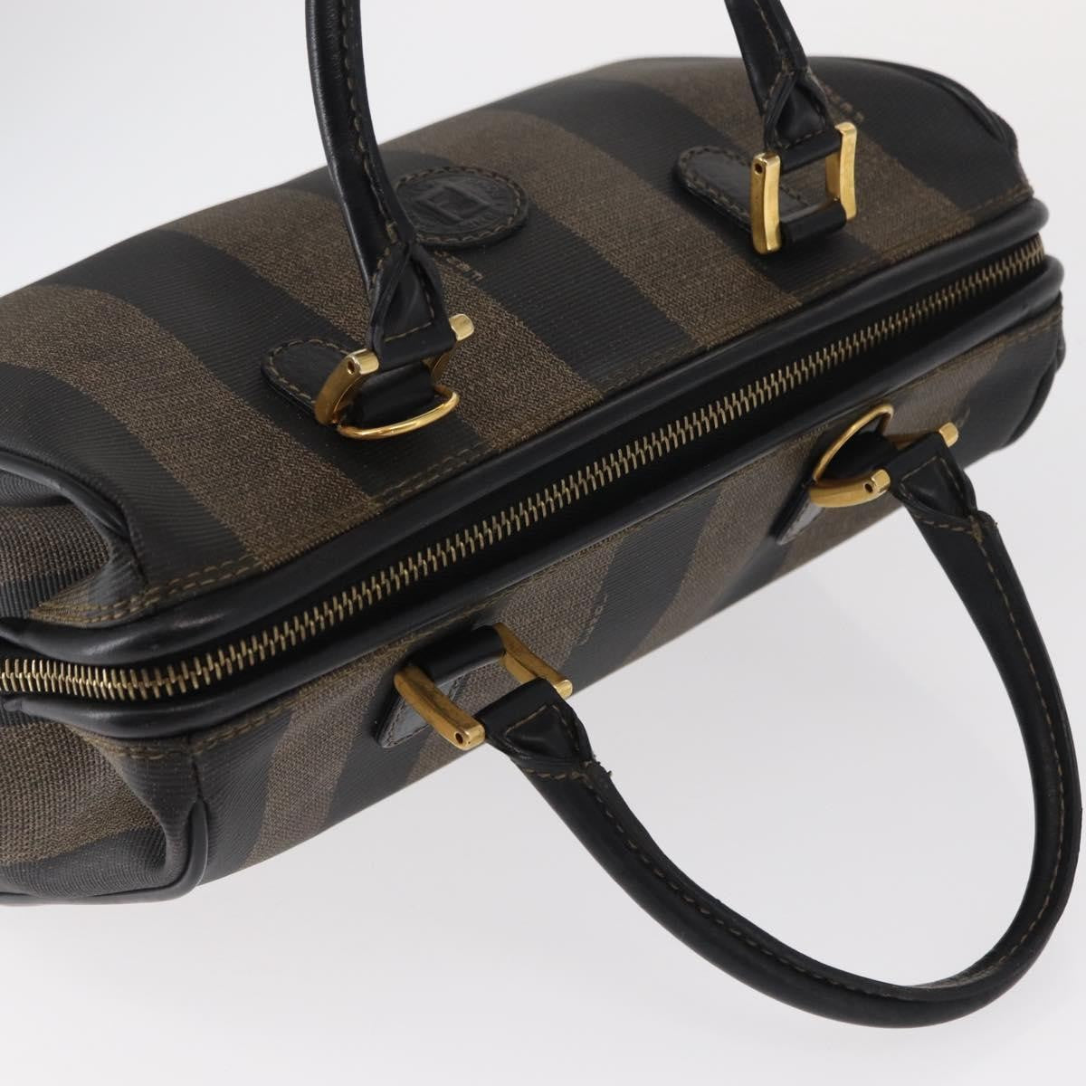 Fendi Vintage Pequin Convertible Boston Bag Coated Canvas Brown Canvas Travel Bag Bag (Pre-Owned)
