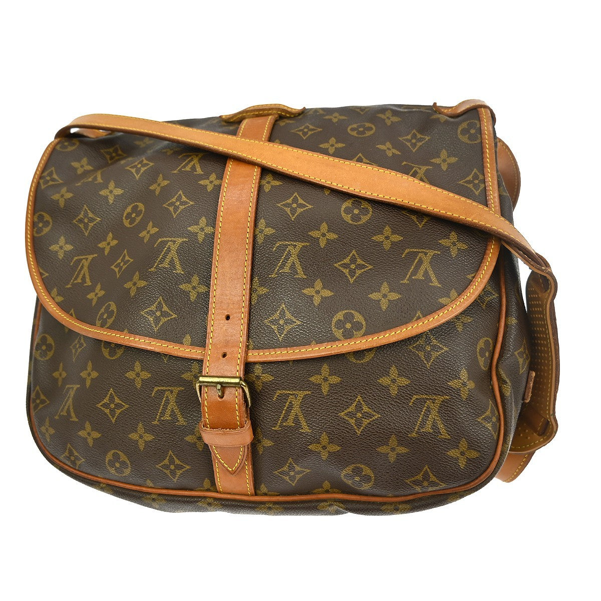 Louis Vuitton Saumur Handbag Monogram Canvas Brown Canvas Shoulder Bag Bag (Pre-Owned)