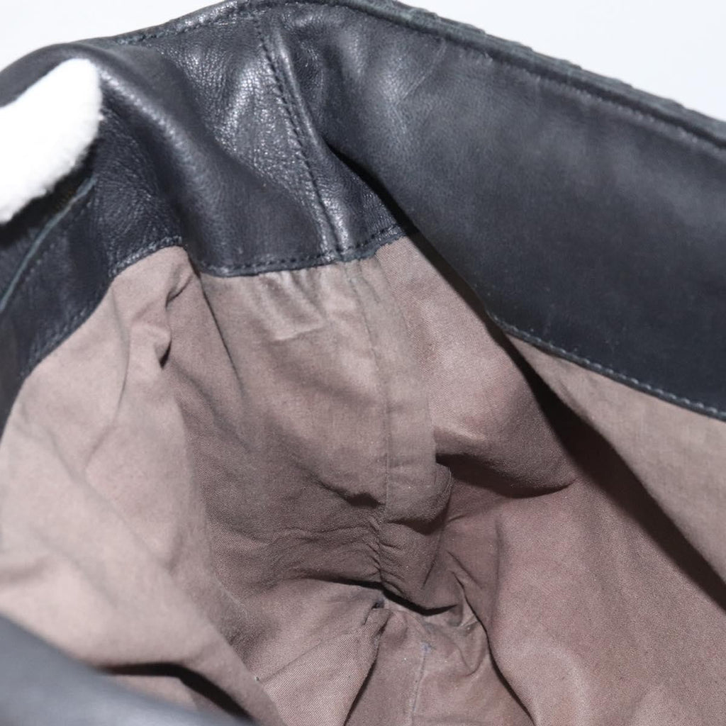 Bottega Veneta Square Flap Messenger Bag Intrecciato Nappa Black Leather Shoulder Bag Bag (Pre-Owned)