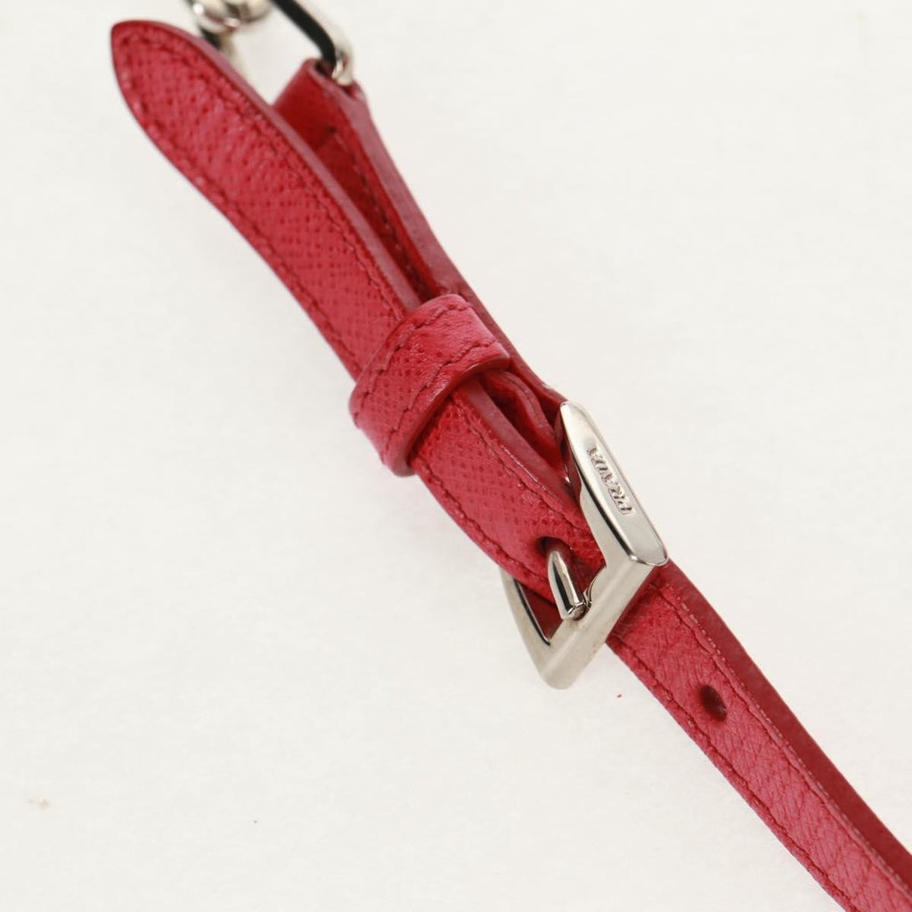 Prada Sound Chain Shoulder Bag Saffiano Leather Red Leather Shoulder Bag Bag (Pre-Owned)