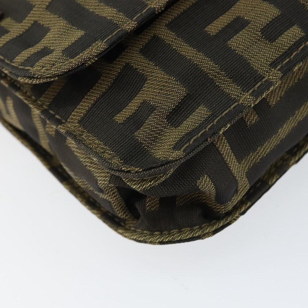 Fendi Flat Messenger Bag Zucca Canvas Brown Canvas Shoulder Bag Bag (Pre-Owned)