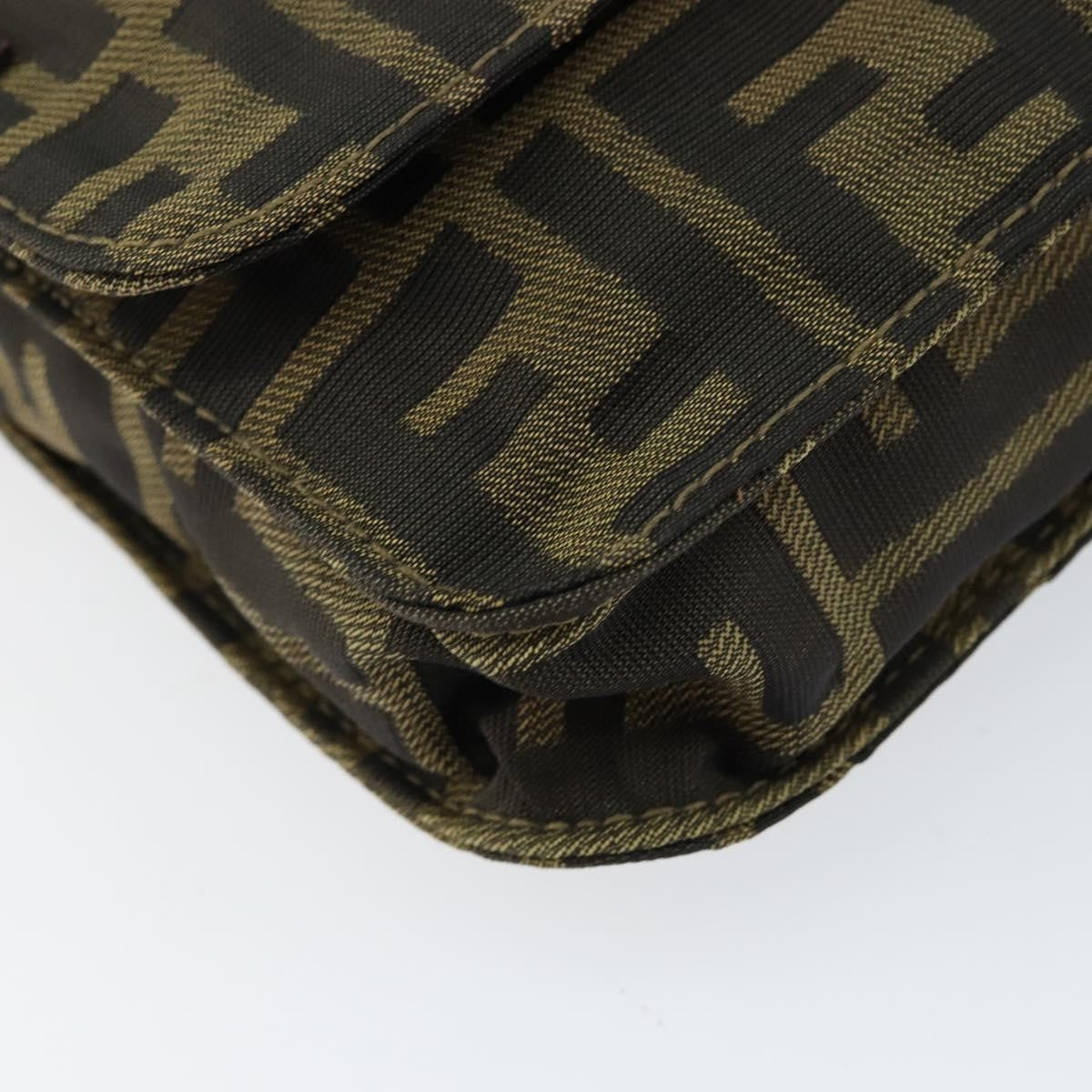 Fendi Flat Messenger Bag Zucca Canvas Brown Canvas Shoulder Bag Bag (Pre-Owned)