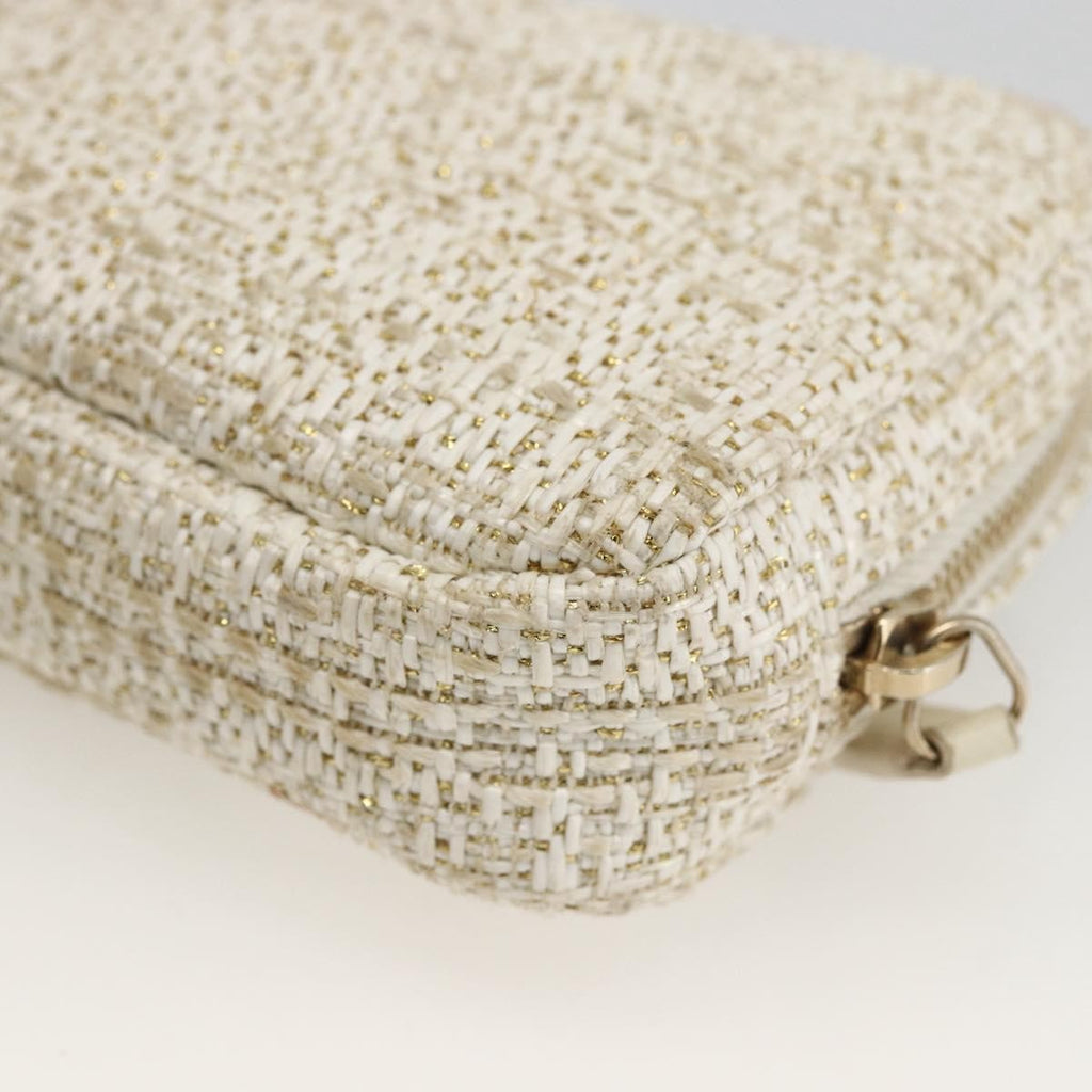 Chanel Deauville Curvy Cosmetic Pouch Tweed Gold Tweed Clutche & Pouche Bag (Pre-Owned)