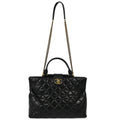 Chanel Gold Bar Tote Quilted Aged Calfskin Black Leather Tote Bag Bag (Pre-Owned)
