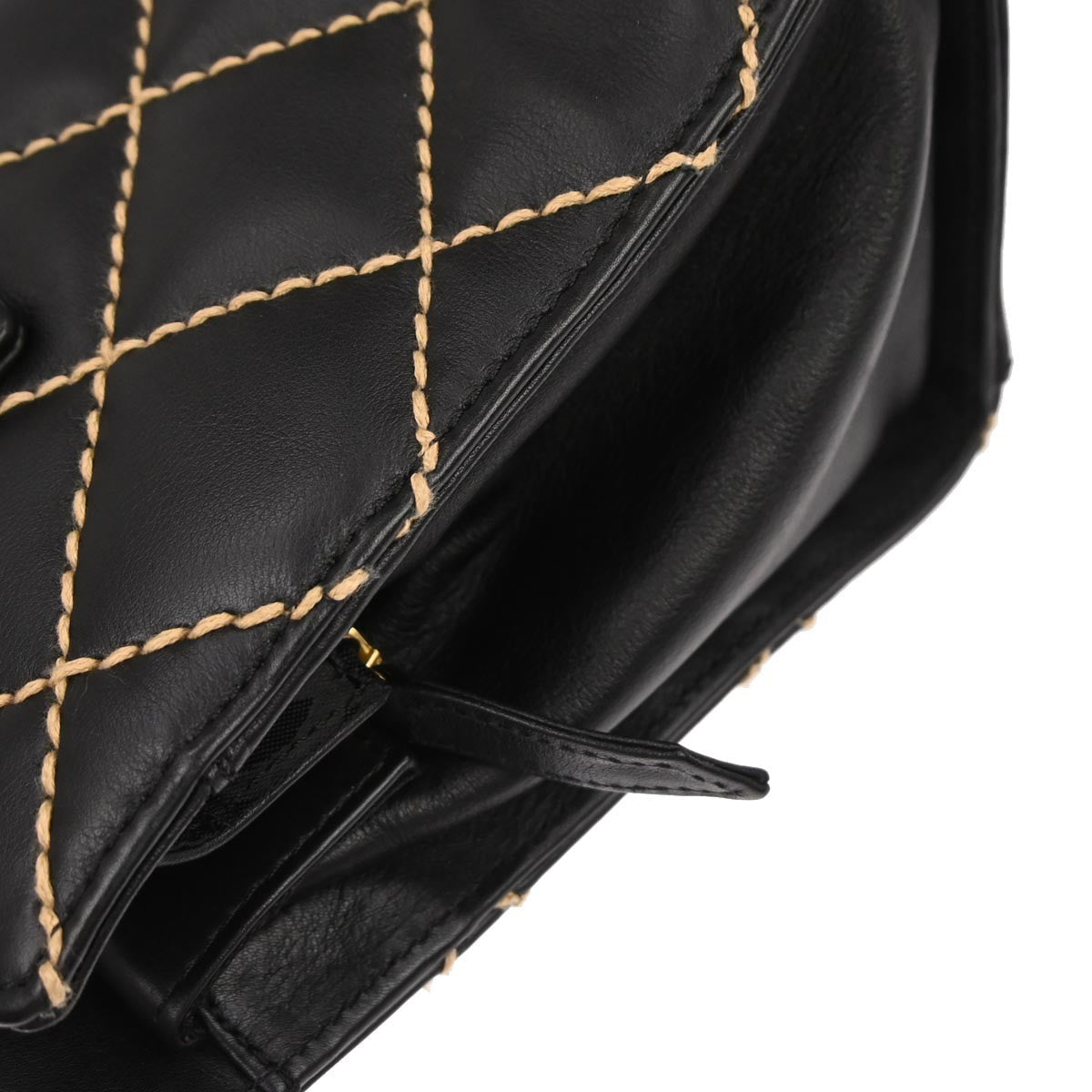 Chanel Surpique Tote Quilted Leather Black Leather Tote Bag Bag (Pre-Owned)