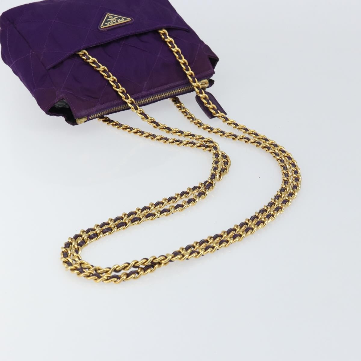 Prada Re-Edition 1995 Chain Tote Quilted Re-Nylon Purple Nylon Shoulder Bag Bag (Pre-Owned)