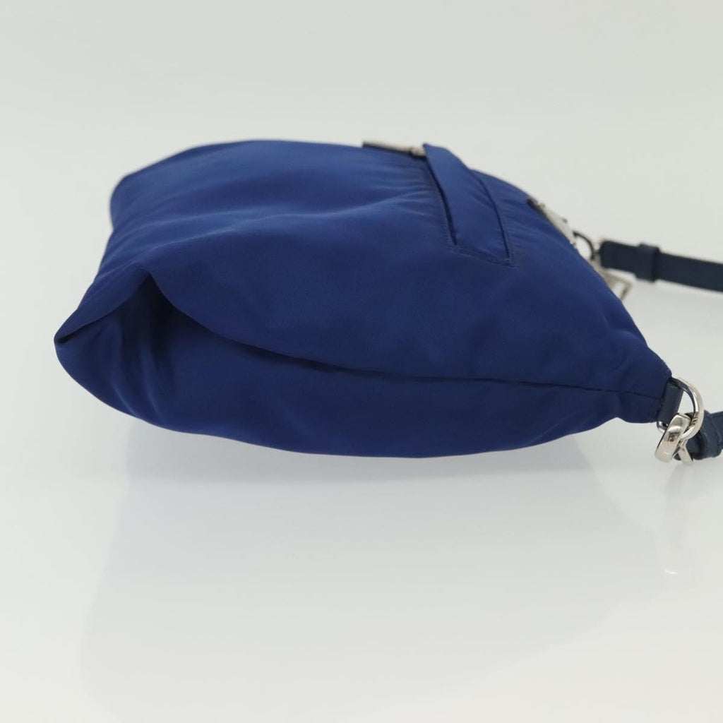 Prada Flat Messenger Tessuto With Leather Blue Nylon Shoulder Bag Bag (Pre-Owned)