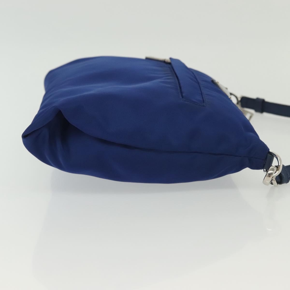 Prada Flat Messenger Tessuto With Leather Blue Nylon Shoulder Bag Bag (Pre-Owned)