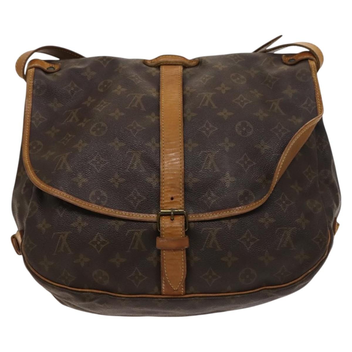 Louis Vuitton Saumur Handbag Monogram Canvas Brown Canvas Shoulder Bag Bag (Pre-Owned)