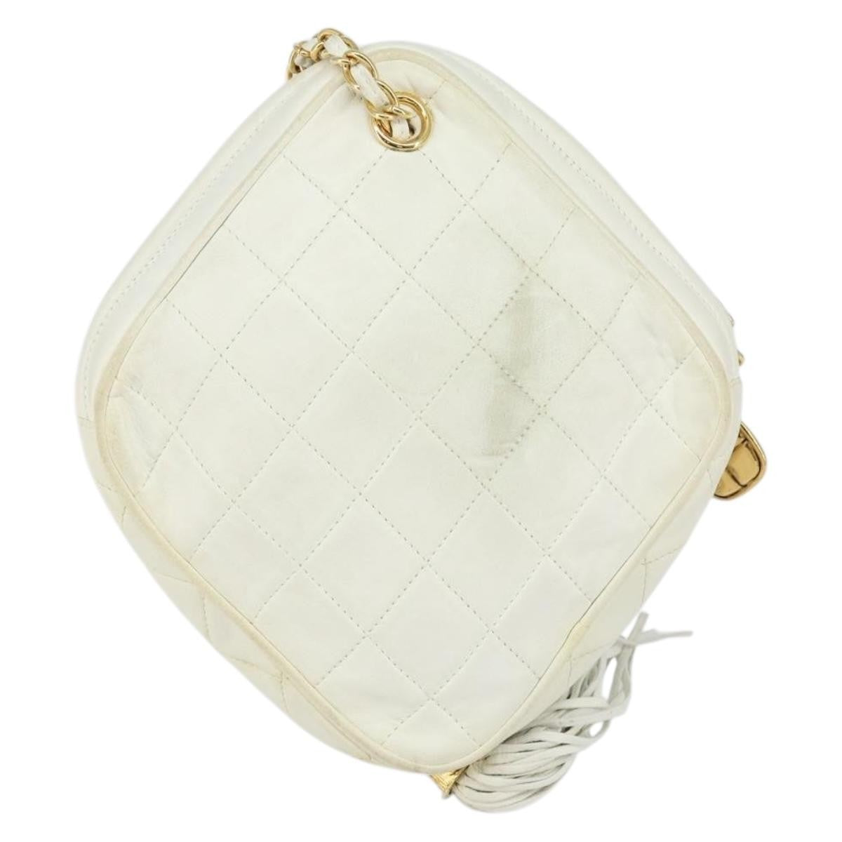 Chanel Vintage Diamond Tassel Crossbody Quilted Lambskin White Leather Clutche & Pouche Bag (Pre-Owned)