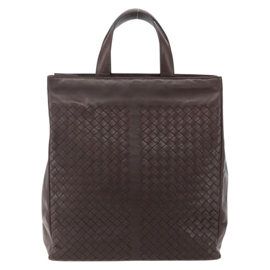 Bottega Veneta Intrecciato Handbag Leather Brown Leather Handbag (Pre-Owned)