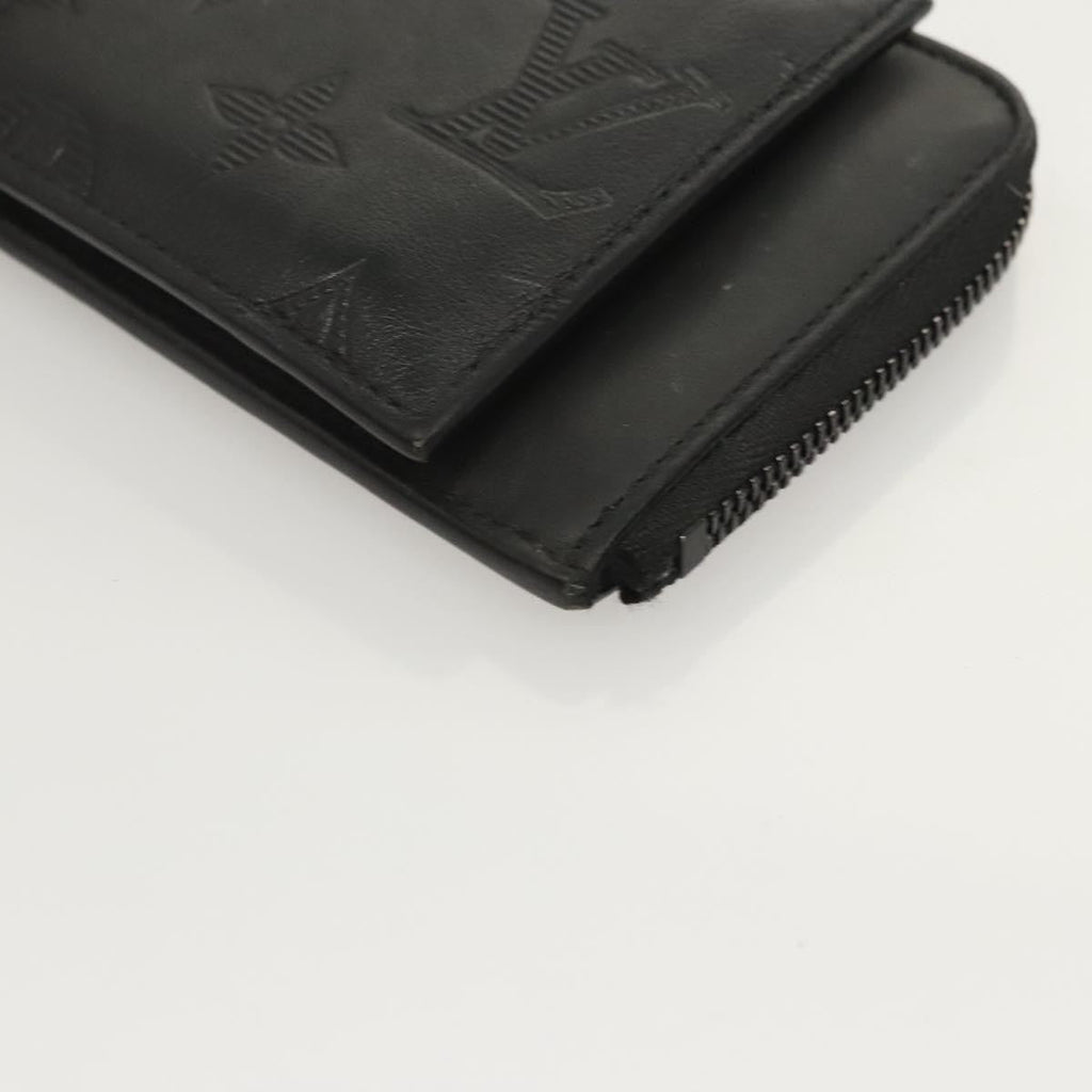 Louis Vuitton Hybrid Wallet Monogram Shadow Leather Black Leather Wallets Accessory (Pre-Owned)