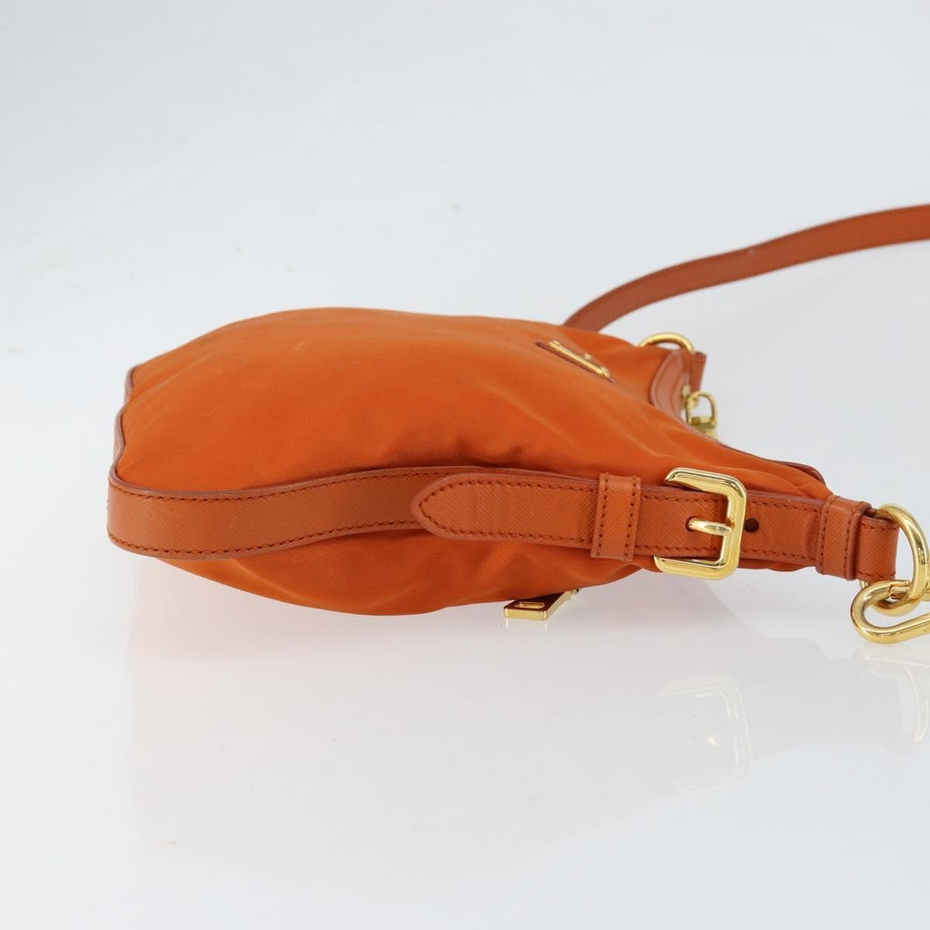 Prada Flat Messenger Tessuto With Leather Orange Nylon Shoulder Bag Bag (Pre-Owned)