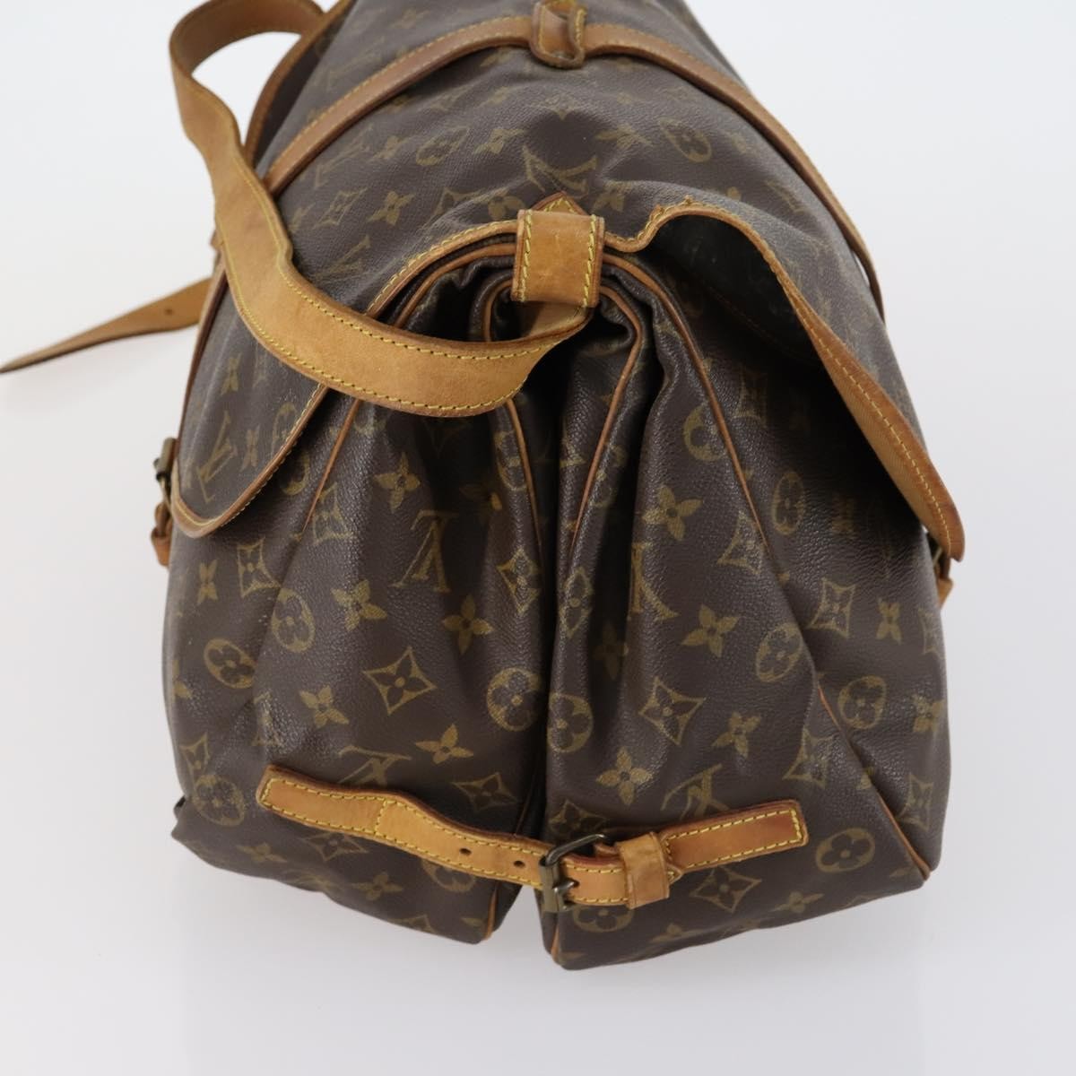 Louis Vuitton Saumur Handbag Monogram Canvas Brown Canvas Shoulder Bag Bag (Pre-Owned)