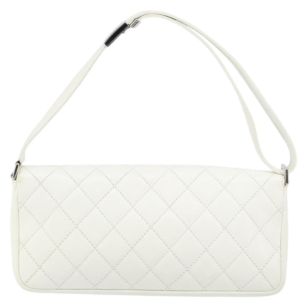Chanel Vintage Timeless Cc Adjustable Shoulder Bag Quilted Calfskin White Leather Shoulder Bag Bag (Pre-Owned)