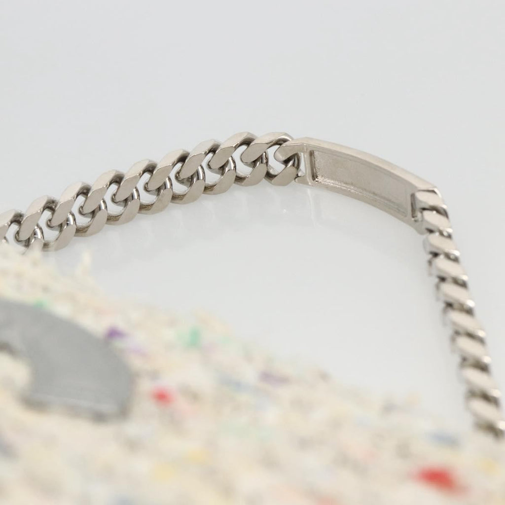 Chanel Vintage Cc Chain Top Handle Bag Quilted Tweed White Tweed Handbag (Pre-Owned)