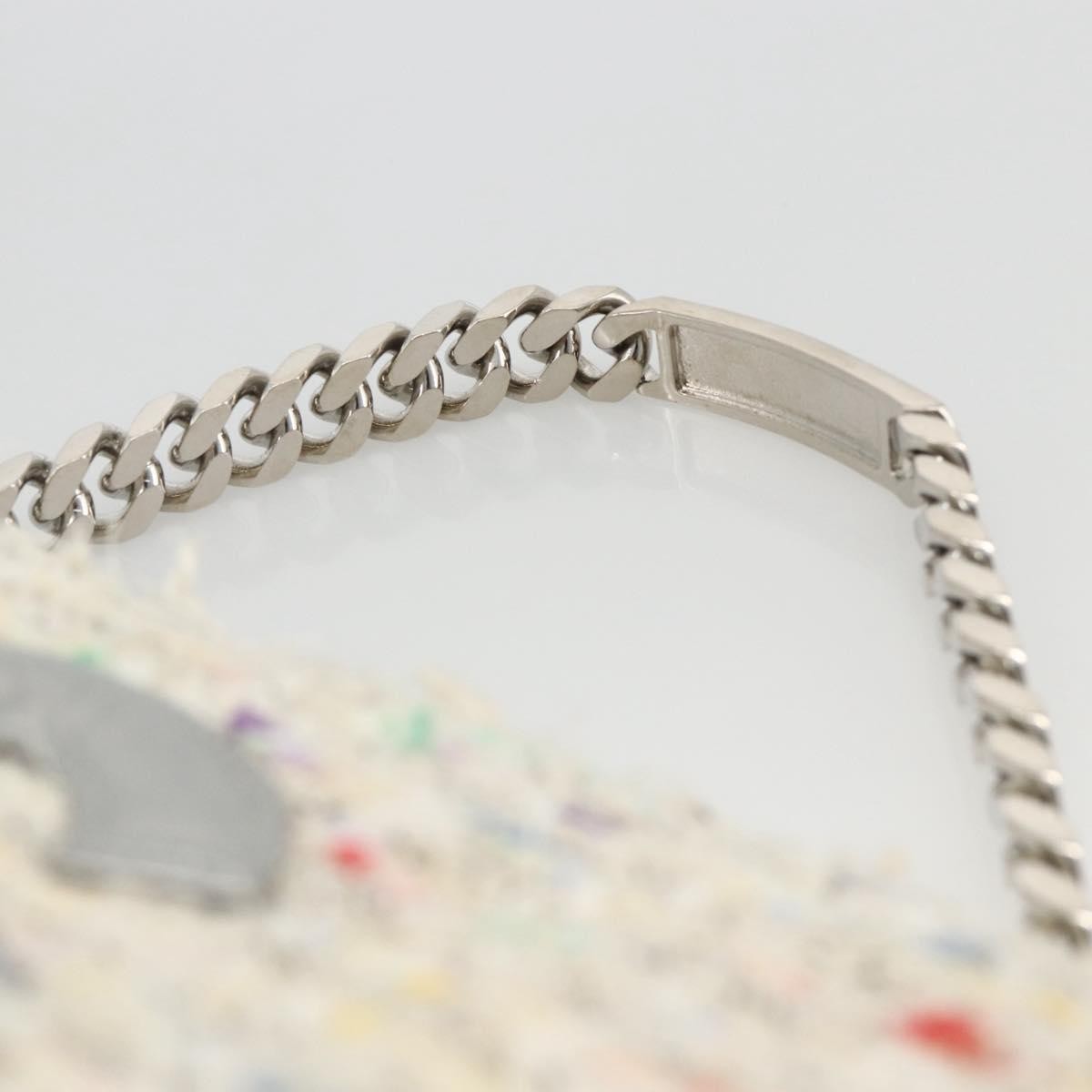 Chanel Vintage Cc Chain Top Handle Bag Quilted Tweed White Tweed Handbag (Pre-Owned)