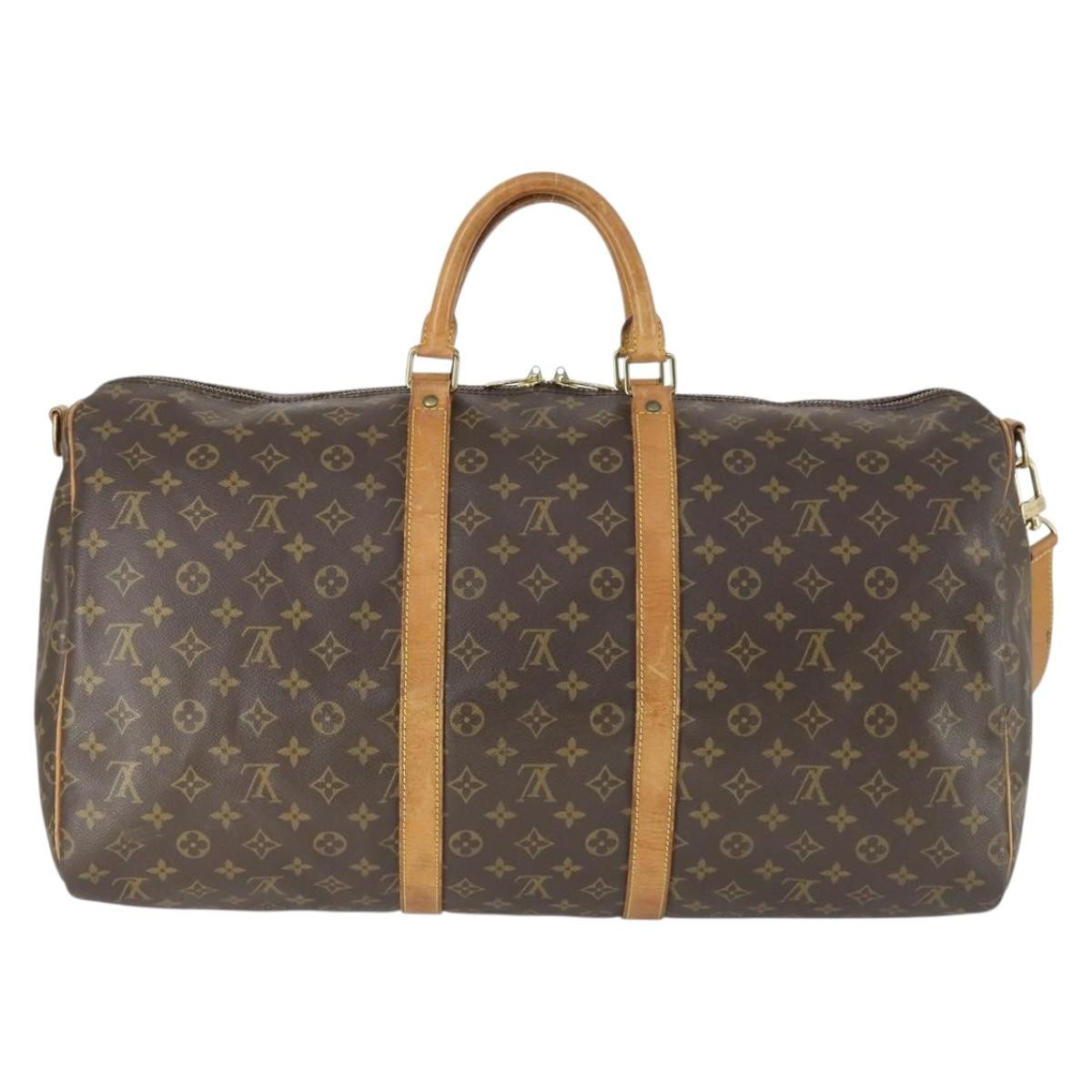 Louis Vuitton Keepall Bandouliere Bag Monogram Canvas Brown Canvas Travel Bag Bag (Pre-Owned)