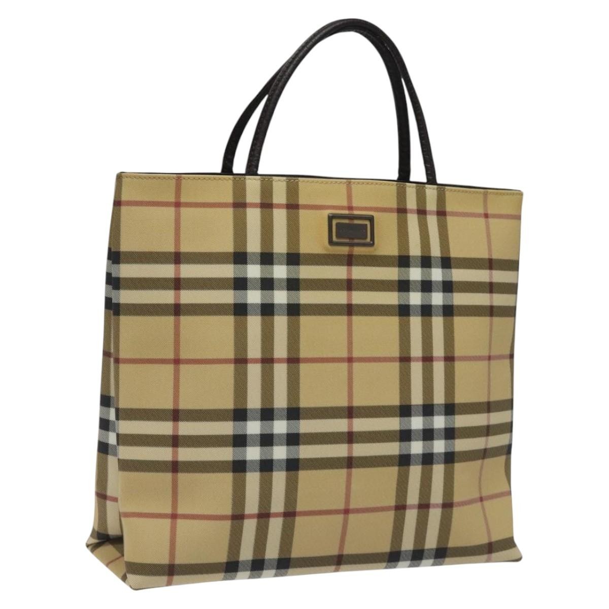 Burberry Nova Check Handbag Nova Check Canvas Beige Canvas Handbag (Pre-Owned)