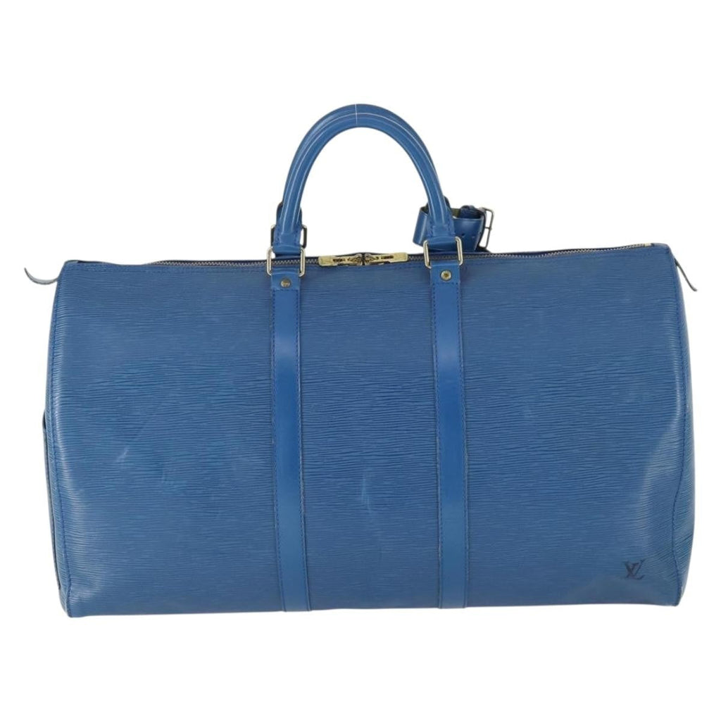 Louis Vuitton Keepall Bag Epi Leather Blue Leather Travel Bag Bag (Pre-Owned)