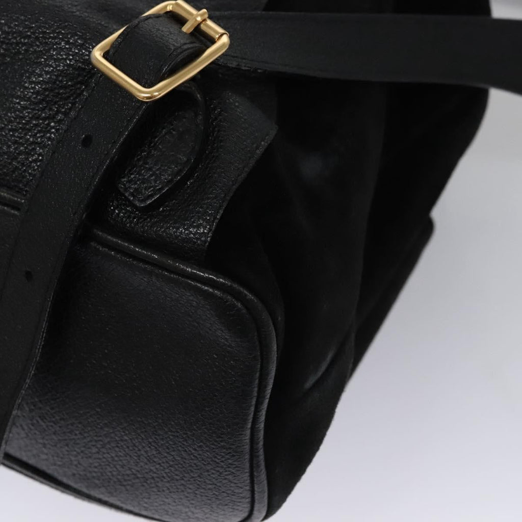 Gucci Vintage Bamboo Backpack Suede Black Suede Backpack Bag (Pre-Owned)
