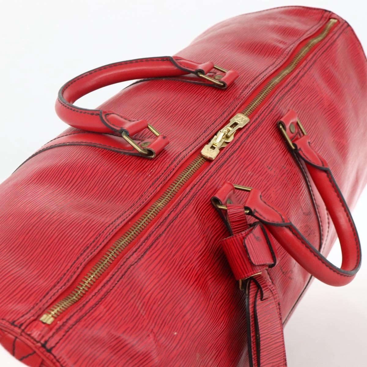 Louis Vuitton Keepall Bag Epi Leather Red Leather Travel Bag Bag (Pre-Owned)