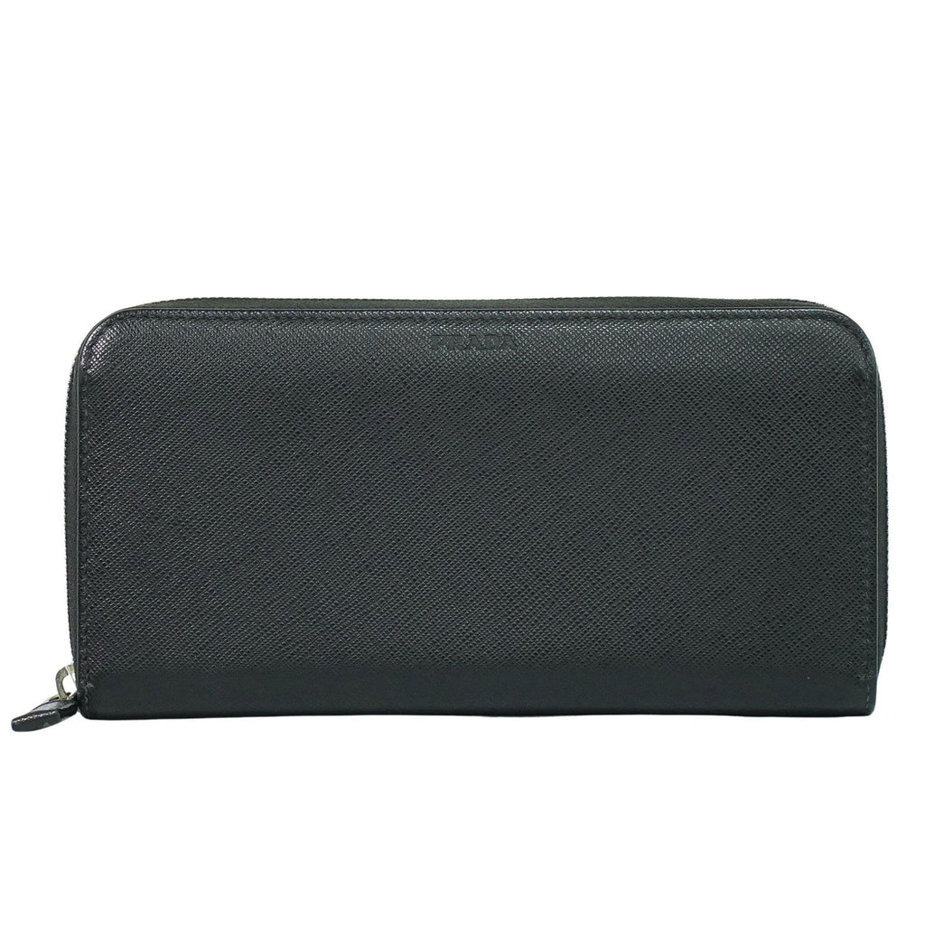 Prada Saffiano Wallet Leather Black Leather Wallets Accessory (Pre-Owned)